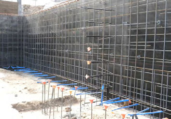 Highway bridge abutment rebar cage reinforcement in Sacramento, California