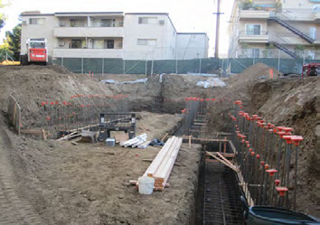 Multi-family apartment foundation trench excavation in Tampa, Florida